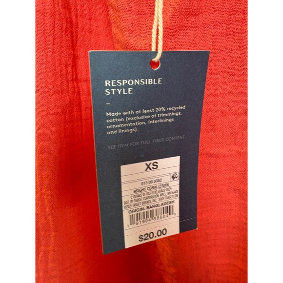 XS Gauze Tiered Mini Dress Universal Thread Bright Coral Adjustable Straps - Picture 6 of 8